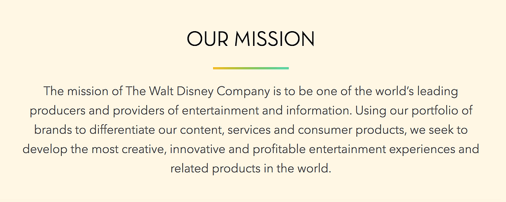 Walt Disney Mission and Vision Statements