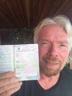 Richard Brandson notes on passport